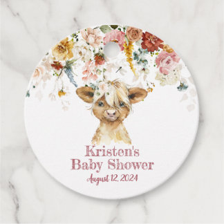 Etiquetas Para Lembrancinhas Boho Floral Highland Cow Gift