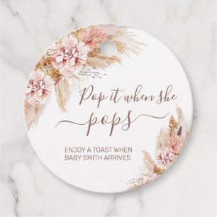 Etiquetas Para Lembrancinhas Boho Floral Rosa Pampas Grass Pop quando Pop