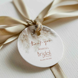 Etiquetas Para Lembrancinhas Boho Fluffy Grama de Pampas Chá de Bebê Obrigada