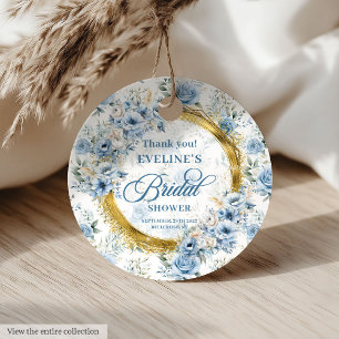 Etiquetas Para Lembrancinhas Boho Moderno Flores Selvagens Brilho Azul Bege Dou