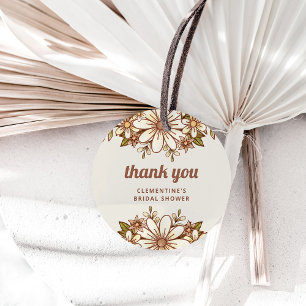 Etiquetas Para Lembrancinhas Boho Retro Flowers Chá de panela Obrigado