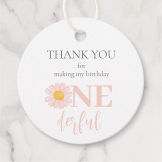 Etiquetas Para Lembrancinhas Boho Retro Pink Daisy de Partido primeiro aniversa