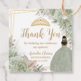 Etiquetas Para Lembrancinhas Boho Sage Green Floral Pampas Quinceañera Princess