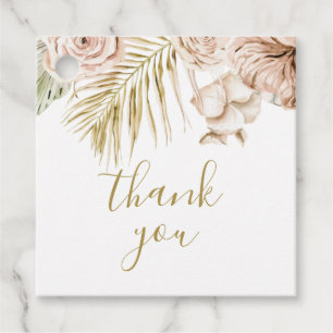 Etiquetas Para Lembrancinhas Boho Tropical Floral e Palmeira obrigado