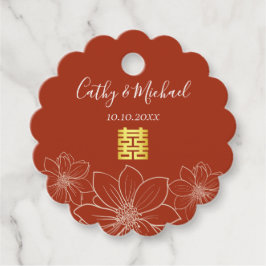 Etiquetas Para Lembrancinhas Boho vermelho moderno floral casamento chinês