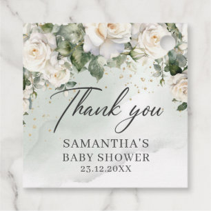 Etiquetas Para Lembrancinhas Boho White Roses Floral chá de fraldas verde Jardi