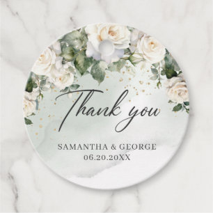 Etiquetas Para Lembrancinhas Boho White Roses Greenere e Dourado casamento