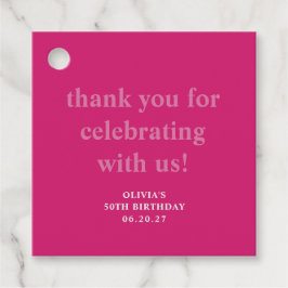 Etiquetas Para Lembrancinhas Bold Hot Pink 50º Aniversário Personalizado Obriga
