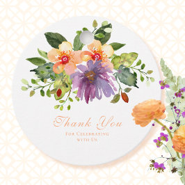 Etiquetas Para Lembrancinhas Bold Peach Purple Floral Romântico Obrigado