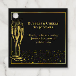 Etiquetas Para Lembrancinhas Bolhas e Festa de aniversário Preta Dourada 50