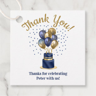 Etiquetas Para Lembrancinhas Bolo de Balão Azul Marinho de Aniversário de 70 An