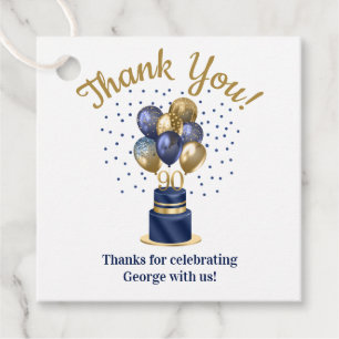 Etiquetas Para Lembrancinhas Bolo de Balão Azul Marinho de Aniversário de 90 An