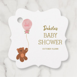 Etiquetas Para Lembrancinhas Bolo de Bebê Balão de Urso Teddy Rosa