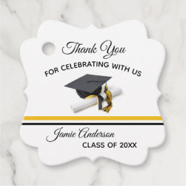 Etiquetas Para Lembrancinhas Boné preto e amarelo | Graduação