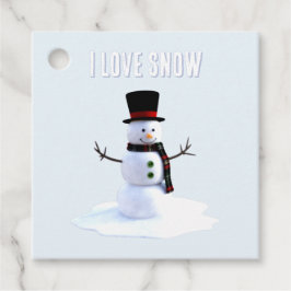 Etiquetas Para Lembrancinhas Boneco de neve com chapéu e cachecol. Eu Amo Neve