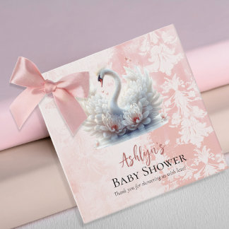 Etiquetas Para Lembrancinhas Bonito Chá de fraldas Swan Floral Damask