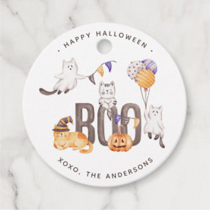 Etiquetas Para Lembrancinhas Boo Cute Kid's Cats Fantasma Pumpkin Feliz Hallowe