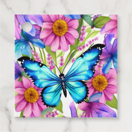 Etiquetas Para Lembrancinhas Borboleta Azul em Campo de Flores