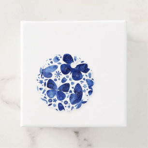 Etiquetas Para Lembrancinhas Borboletas Aquarela Azul Indigo