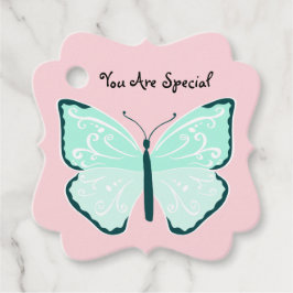 Etiquetas Para Lembrancinhas Borboletas azuis de Pastel em Rosas claro Bonito