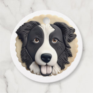 Etiquetas Para Lembrancinhas Borda Collie Dog 3D Inscrito