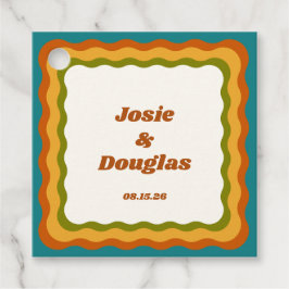 Etiquetas Para Lembrancinhas Borda ondulada Retro 70s Casamento estético ventil
