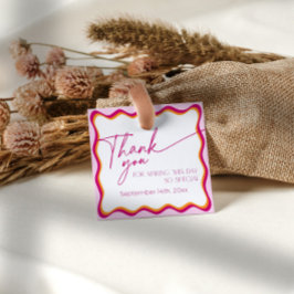 Etiquetas Para Lembrancinhas Borda ondulada rosa e laranja Obrigado