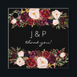 Etiquetas Para Lembrancinhas Borgonha Marsala e Bege Rosado Floral - Preto<br><div class="desc">Envie seus convidados para casa com seus presentes em estilo com etiquetas de agradecimento com monograma floral borgonha marsala e bege rosado. Ótimo para casamentos e festas. Disponível com fundo branco,  preto,  borgonha,  rosa e borgonha escuro. Veja nossa Coleção Burgundy Marsala para mais estilos.</div>