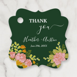 Etiquetas Para Lembrancinhas Botânica de Casamento Verde Escuro Floral