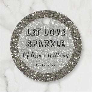 Etiquetas Para Lembrancinhas Brilhante Glitter Prateado Deixe o Amor Brilhar