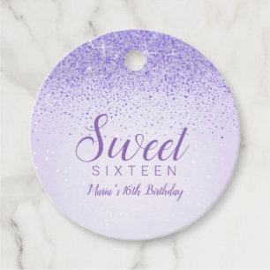 Etiquetas Para Lembrancinhas Brilhante Roxo, Marcadores Favoritos Glam Sweet 16