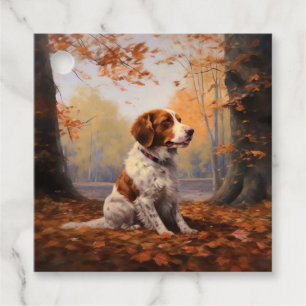 Etiquetas Para Lembrancinhas Brittany Spaniel no Outono Folhas Caídas Inspiram 