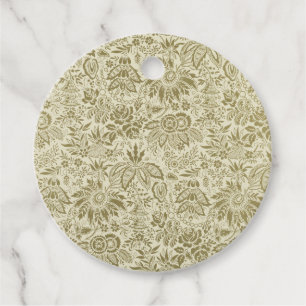 Etiquetas Para Lembrancinhas Brocado Botânico Toile Floral Padrão Verde Sage