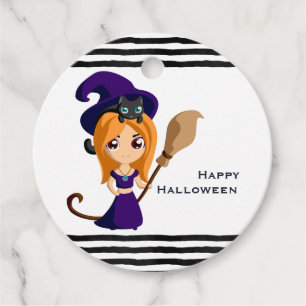 Etiquetas Para Lembrancinhas Bruxa Bonita no Halloween Roxo