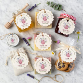 Etiquetas Para Lembrancinhas Bule Floral "Obrigado pelo seu pedido" Escalonado