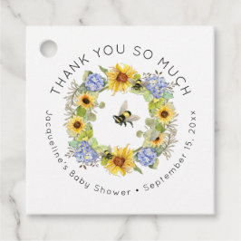 Etiquetas Para Lembrancinhas Bumble Bee Floral Girassol Chá de fraldas Azul