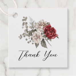 Etiquetas Para Lembrancinhas Buquê de Flores Boho Rosa Vermelha e Creme Obrigad