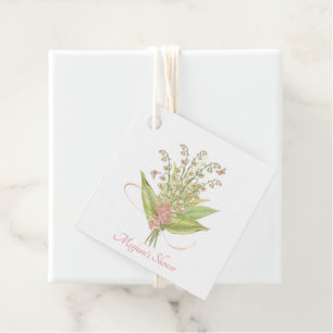 Etiquetas Para Lembrancinhas Buquê rosa com Lily do Vale e Rosas