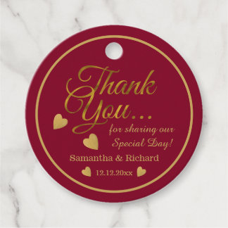 Etiquetas Para Lembrancinhas Burgundy E Dourado Casamento Cardíaco Obrigado