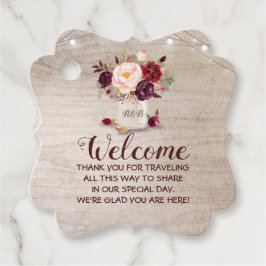 Etiquetas Para Lembrancinhas Burgundy Floral Mason Jar Wedding Welcome Bag Gift