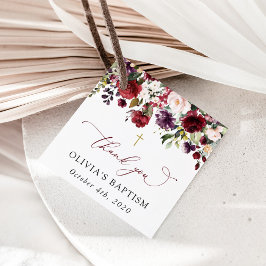 Etiquetas Para Lembrancinhas Burgundy Flowers, Pink Flowers, Floral Baptism