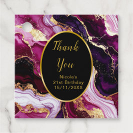 Etiquetas Para Lembrancinhas Burgundy Red and Gold Marble Agate Birthday Party