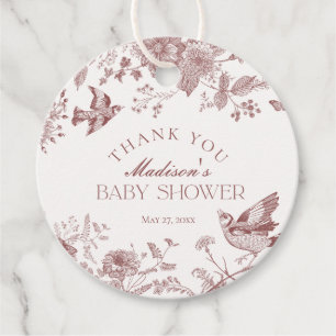 Etiquetas Para Lembrancinhas Burgundy Toile De Jouy Floral Chá de fraldas Favor
