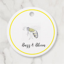 Buzz e Bloom Gift Tags - design de abelha desenhad