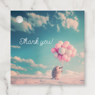 Etiquetas Para Lembrancinhas Cabeça de ouriço bonita com balões de aniversário,