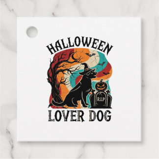 Etiquetas Para Lembrancinhas Cachorro Amante do Halloween Chapéu de Bruxa Lápid