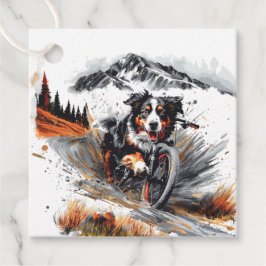 Etiquetas Para Lembrancinhas Cachorro Da Montanha Bernese Fazendo Bicicleta Nas