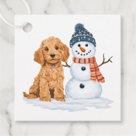 Etiquetas Para Lembrancinhas Cachorro Goldendoodle de Inverno Boneco de Neve Fo
