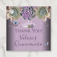 Cactus e Butterfly Elegante Quinceanera Favor Tag