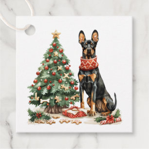 Etiquetas Para Lembrancinhas Cães Dobermann de Natal